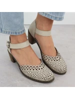 Dámské kožené sandály na jehlovém podpatku béžové Rieker 40902-60