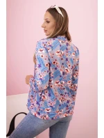 Dámská mikina na zip s květinovým vzorem šedá