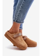 Dámské pantofle vyhřívané kožíškem na platformě Camel Azida Dámské pantofle vyhřívané kožíškem na platformě Camel Azida