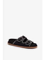 Dámské Pantofle S Přezkami A Dekorativním Švem Černé Visley