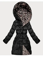 Oboustranná zimní bunda plus size černá/panther (M6-6008-1) Oboustranná zimní bunda plus size černá/panther (M6-6008-1)