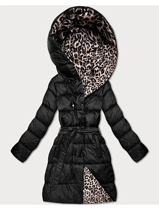 Oboustranná zimní bunda plus size černá/panther (M6-6008-1) Oboustranná zimní bunda plus size černá/panther (M6-6008-1)