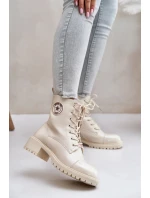Dámské kotníkové šněrovací boty 089 model 201747 Ecru - Super Me