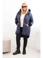 Dámská zimní bunda Plus Size prošívaná s kapucí granátová Dámská zimní bunda Plus Size prošívaná s kapucí granátová