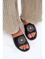 Dámské Pantofle Na Plochém Podpatku S Ozdobou S.Barski KV51-013 Černé