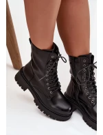 Botky workery dámské z eko kůže – černé Calesia