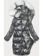 Grafitově-šedá oboustranná metalická zimní bunda  (p21-7901-27+61)
