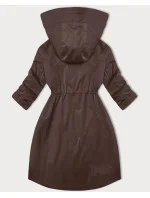 Hnědá dámská bunda s ohrnutými rukávy LHD (LHD-24591)