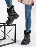 Módní dámské černé sněhule platforma Módní dámské černé sněhule platforma