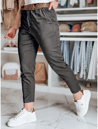 Dámské kalhoty s páskem MADELINA černé FashionStreet UY2629