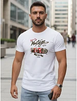 Pánské bavlněné tričko s retro potiskem bílé FashionStreet NX5094R Pánské bavlněné tričko s retro potiskem bílé FashionStreet NX5094R