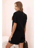 Dámský punto set s krátkými rukávy a šortkami černý