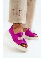 Zazoo 2939 Semišové Dámské Sandály S Mašlí Fuchsie