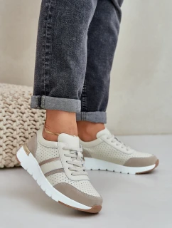 Dámské kožené tenisky na platformě béžové Gatira