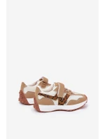 Dětské tenisky na suchý zip s leopardím vzorem tmavě béžové Tezzu