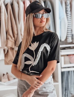 Dámské tričko oversize s 3D efektem PETINIA černá FashionStreet RY2716