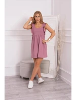 Šaty s volánky na bocích tmavě růžové