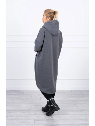 Zateplená dlouhá mikina v grafitová melanž