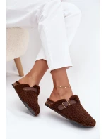 Dámské pantofle s kožešinou typu beránek Hnědé Lorivine