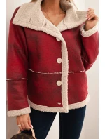 Dámská bunda Plus Size s kapucí a kapsami zateplená beránkem camelová