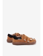 Kožené polobotky Barefoot dětské s motivem lišky Bartek 8600563 světle hnědé Kožené polobotky Barefoot dětské s motivem lišky Bartek 8600563 světle hnědé