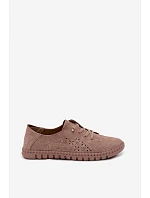 Prodyšné semišové polobotky tmavě béžové Flaria