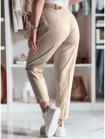 Ležérní dámské plisované kalhoty s páskem PLISSO beige FashionStreet UY2516
