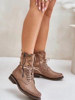 Dámské boty pracovní zateplené na zip tmavě béžové Liletta