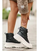 Kožené Zateplené Tenisky Na Masivní Platformě Big Star OO274A599 Černé