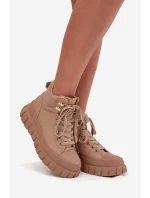 Dámské zateplené kozačky trapery na platformě Camel Carenna