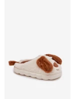 Dámské huňaté pantofle s motivem pejska – hnědé Faylen Dámské huňaté pantofle s motivem pejska – hnědé Faylen