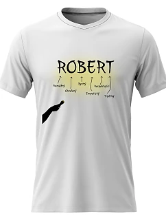 Pánské bavlněné tričko s potiskem - VLASTNOSTI - ROBERT - bílé