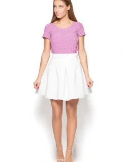 Dámská halenka K411 Fialková s bílou vzor - Katrus