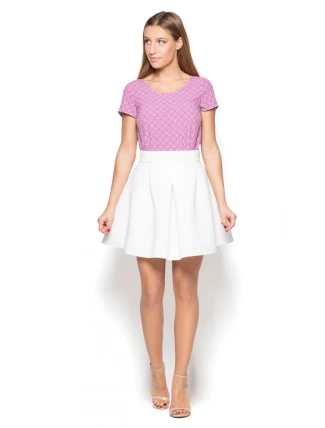 Dámská halenka K411 Fialková s bílou vzor - Katrus Dámská halenka K411 Fialková s bílou vzor - Katrus