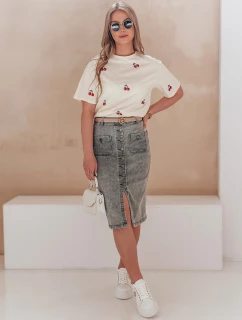 Džínová midi sukně GUZIKOVA šedá FashionStreet CY0510