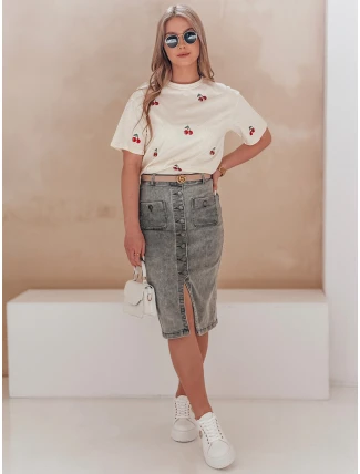 Džínová midi sukně GUZIKOVA šedá FashionStreet CY0510