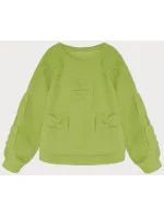 Teplá dámská mikina v limetkové barvě s mašlemi (23999) Teplá dámská mikina v limetkové barvě s mašlemi (23999)