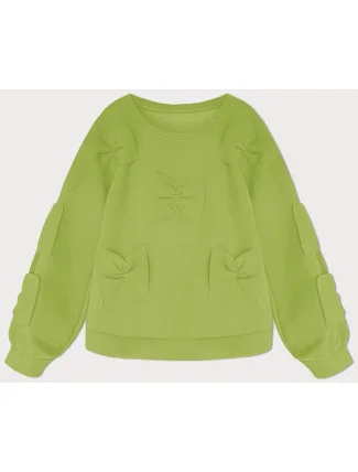 Teplá dámská mikina v limetkové barvě s mašlemi (23999) Teplá dámská mikina v limetkové barvě s mašlemi (23999)