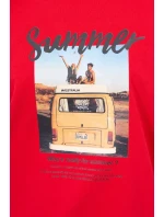 Halenka s potiskem Letní auto červená Halenka s potiskem Letní auto červená