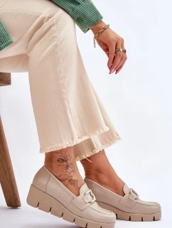 Kůže Wedge Mokasíny Béžove Felicita