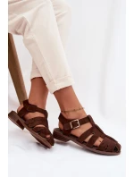 Dámské sandály Římské s zlatým přezkou Čokoládové Janessa