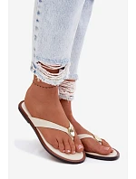 Dámské ploché žabky se zlatým detailem Světle béžové Tella