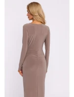 M840 Maxi šaty s uzlem - béžové