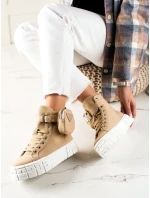 Designové tenisky hnědé dámské bez podpatku Designové tenisky hnědé dámské bez podpatku