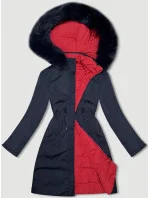 Tmavě modro-červená oboustranná dámská bunda pro přechodné období J Style (16M9159-215)