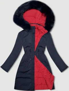 Tmavě modro-červená oboustranná dámská bunda pro přechodné období J Style (16M9159-215)