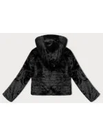 Černá krátká kožešinová bunda s kapucí J Style (11Z8073)