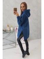 Zateplená mikina s bočními rozparky z džínoviny