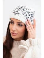 Dámská zimní čepice s barevnými vzory a silným nápletem K353 bílá+grafitová