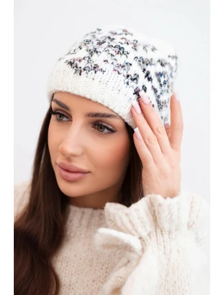 Dámská zimní čepice s barevnými vzory a silným nápletem K353 bílá+grafitová